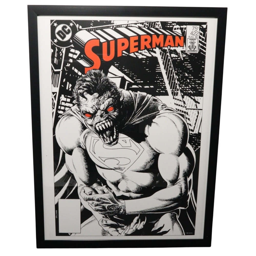 DC Comics Framed Art Superman #422 Brian Bolland Cover 12x16‎ Black White